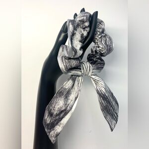 Handmade Black and Gray Hair Scrunchie Set